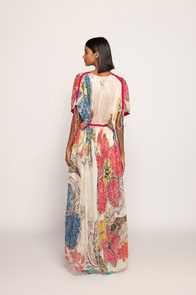 Saaksha & Kinni Periwinkle Bandhani Print Kaftan indian designer wear online shopping melange singapore