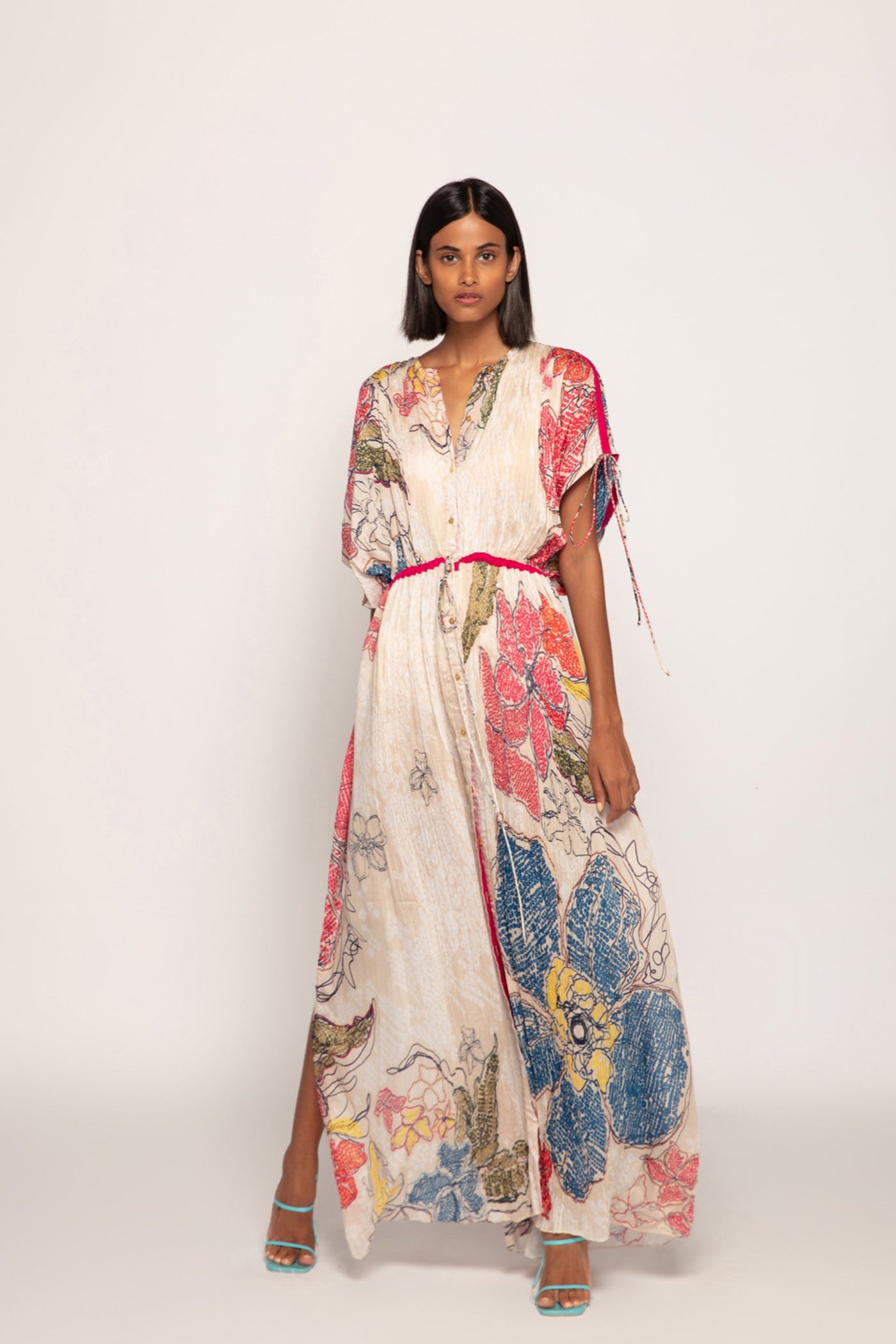 Saaksha & Kinni Periwinkle Bandhani Print Kaftan indian designer wear online shopping melange singapore