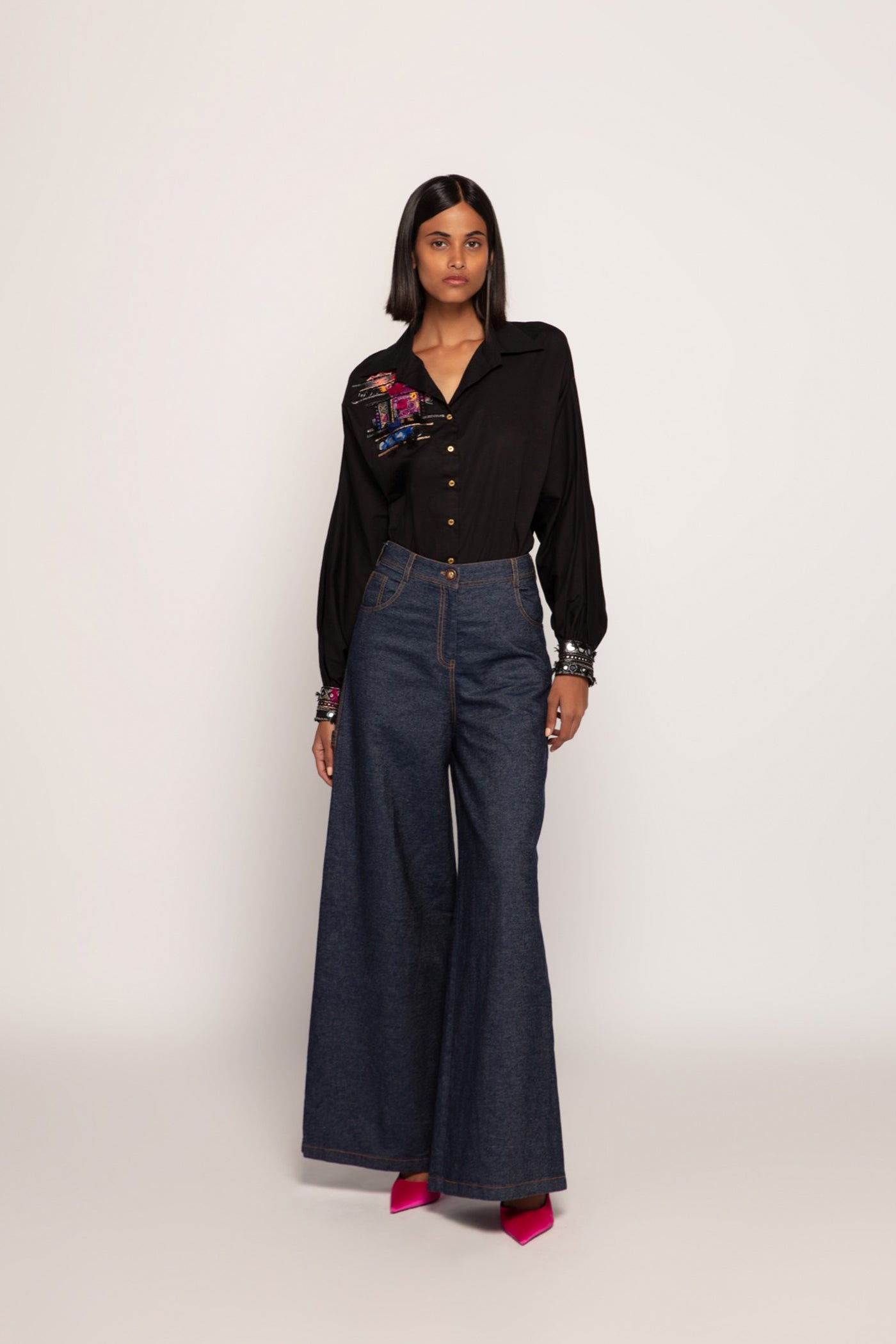 Saaksha & Kinni Flared Low Rise Jeans indian designer wear online shopping melange singapore