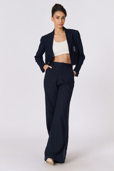 Shantanu & Nikhil Amy Jackson In SNCC Navy Crop Jacket indian designer wear online shopping melange singapore