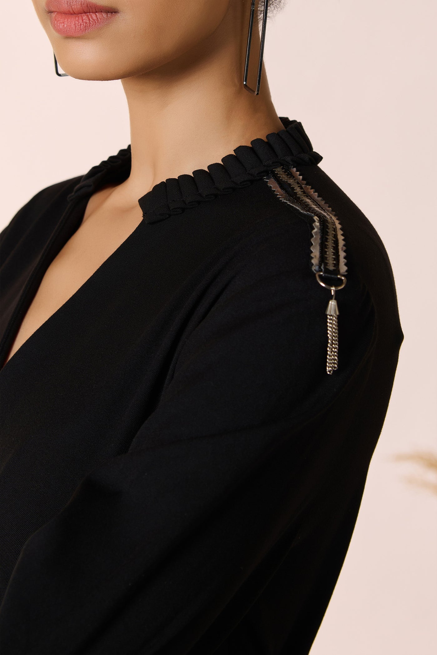 Shantanu & Nikhil Asymmetric Black Shirt Dress indian designer wear online shopping melange singapore