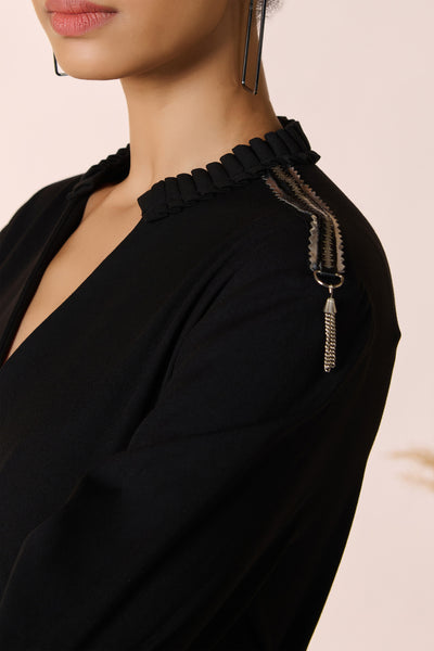 Shantanu & Nikhil Asymmetric Black Shirt Dress indian designer wear online shopping melange singapore