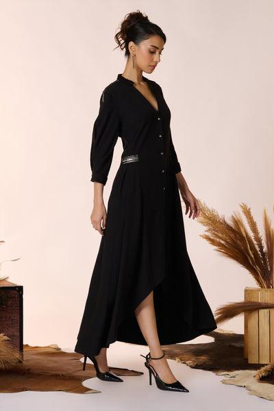 Shantanu & Nikhil Asymmetric Black Shirt Dress indian designer wear online shopping melange singapore
