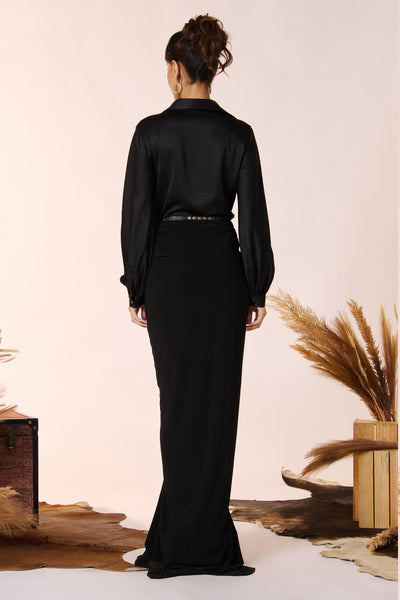 Shantanu & Nikhil Black Bishop Sleeves Top indian designer wear online shopping melange singapore