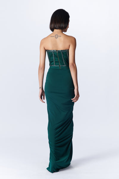 Shantanu & Nikhil Emerald Corset Saree Gown indian designer wear online shopping melange singapore