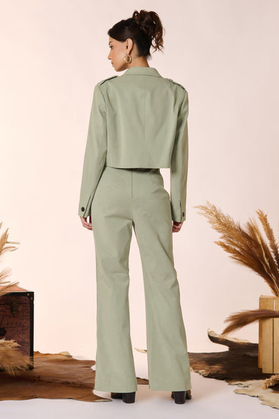 Shantanu & Nikhil Military Green Crop Jacket indian designer wear online shopping melange singapore