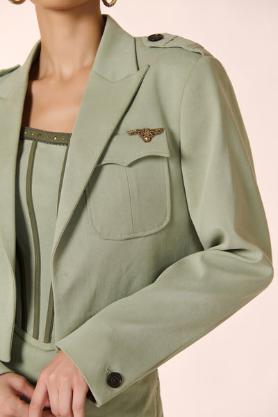 Shantanu & Nikhil Military Green Crop Jacket indian designer wear online shopping melange singapore