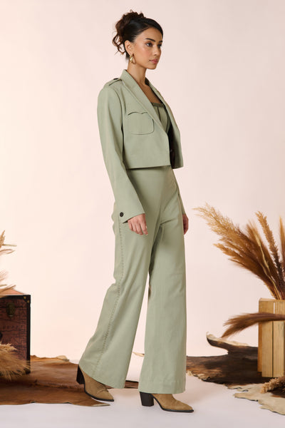 Shantanu & Nikhil Military Green Crop Jacket indian designer wear online shopping melange singapore