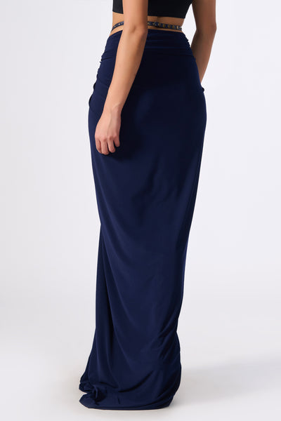 Shantanu & Nikhil Navy Twisted Drape Skirt indian designer wear online shopping melange singapore
