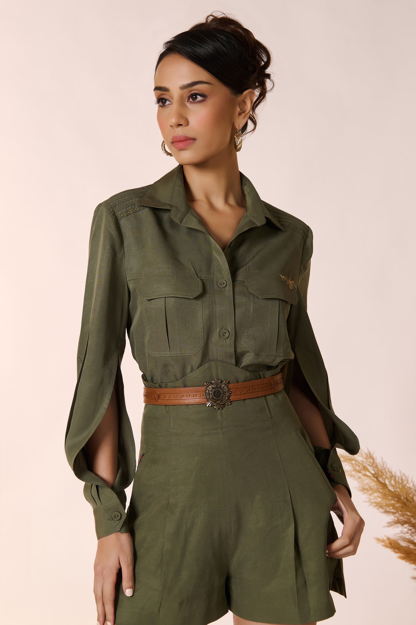 Shantanu & Nikhil Olive Corseted Skirt indian designer wear online shopping melange singapore