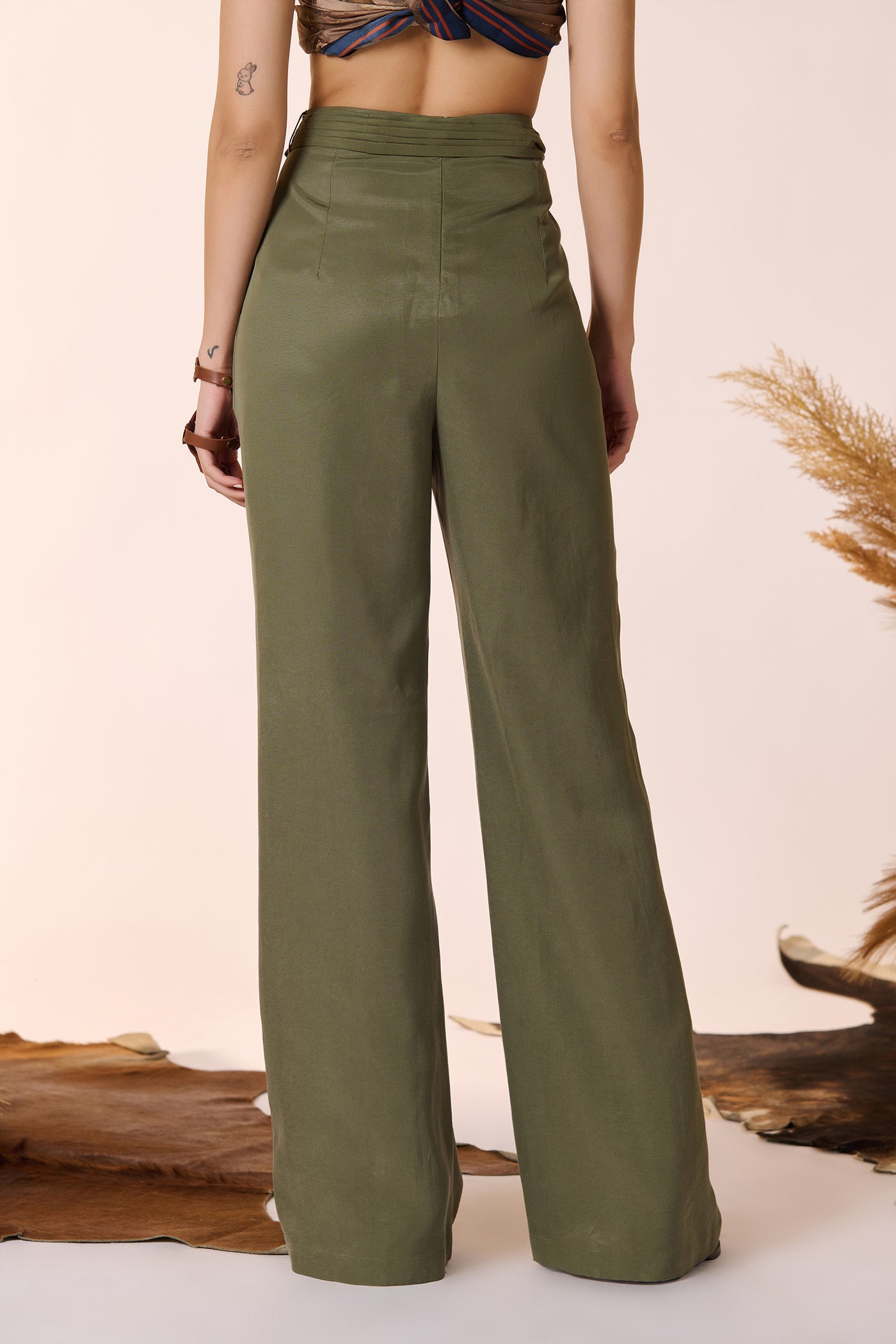 Shantanu & Nikhil Olive Trousers indian designer wear online shopping melange singapore
