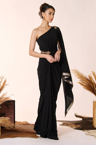 Shantanu & Nikhil One Shoulder Draped Saree Gown indian designer wear online shopping melange singapore