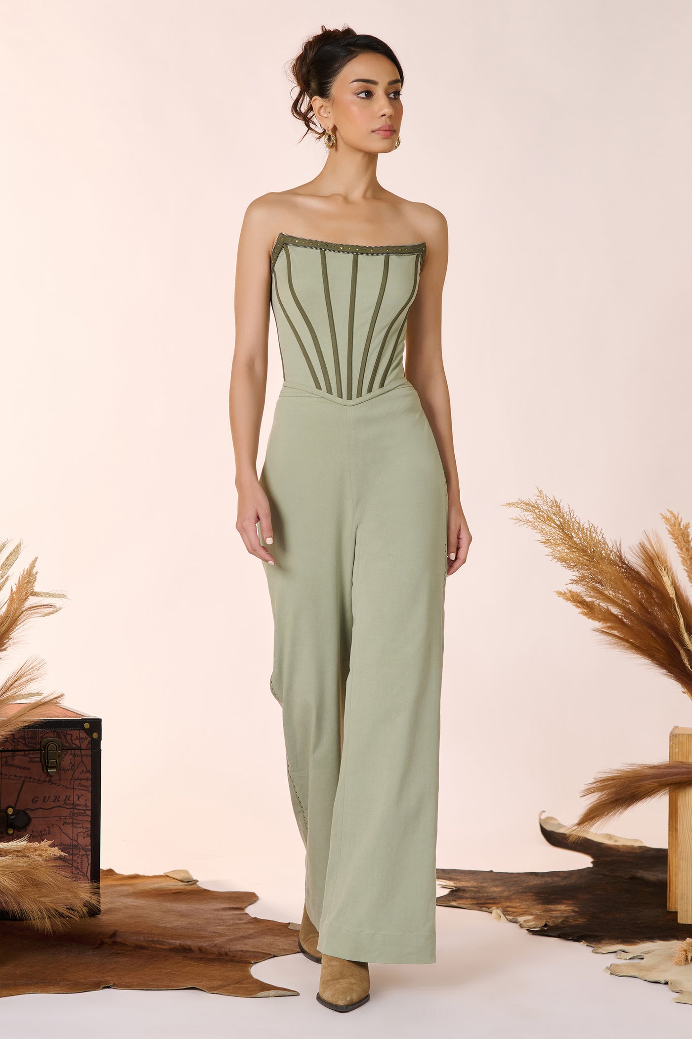 Shantanu & Nikhil Pistachio Corset Top indian designer wear online shopping melange singapore