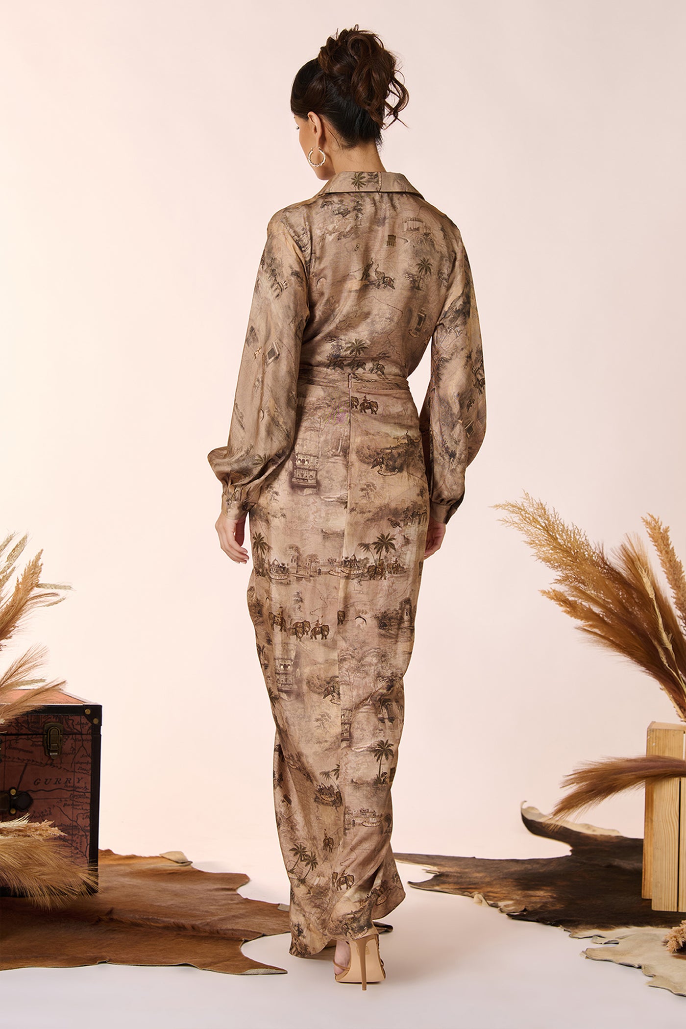 Shantanu & Nikhil Printed Bishop Sleeves Top indian designer wear online shopping melange singapore