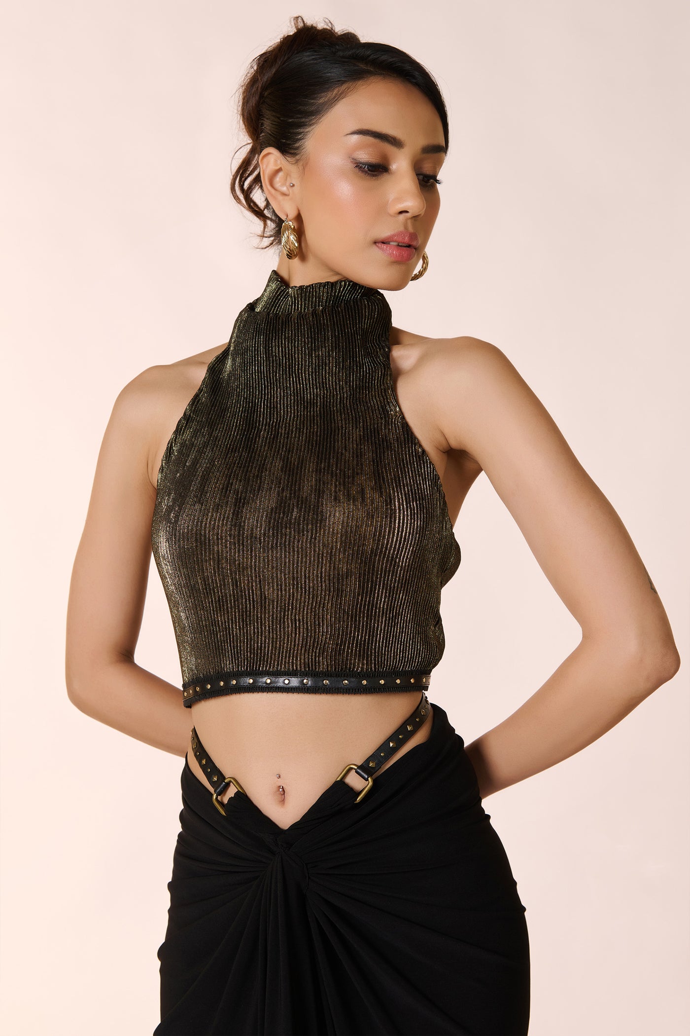 Shantanu & Nikhil Raised Neck Crop Top indian designer wear online shopping melange singapore