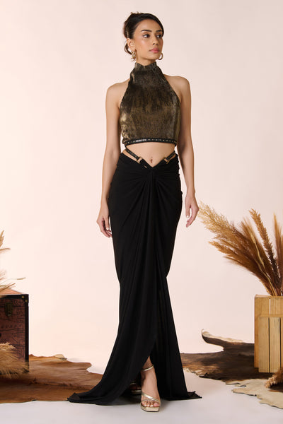 Shantanu & Nikhil Raised Neck Crop Top indian designer wear online shopping melange singapore