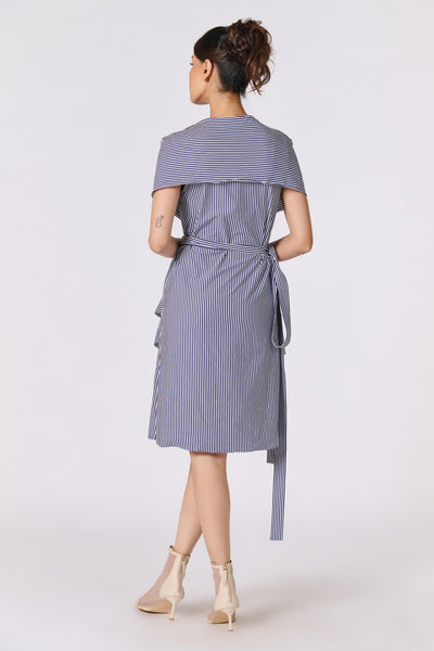 Shantanu & Nikhil SNCC Draped Dress Off White Navy indian designer wear online shopping melange singapore