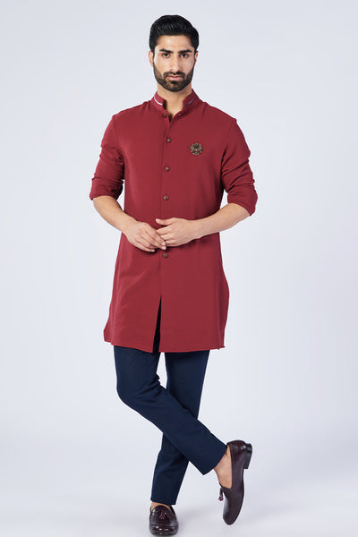Shantanu & Nikhil Menswear Cherry Crested Shirt Kurta designer wear online shopping melange singapore