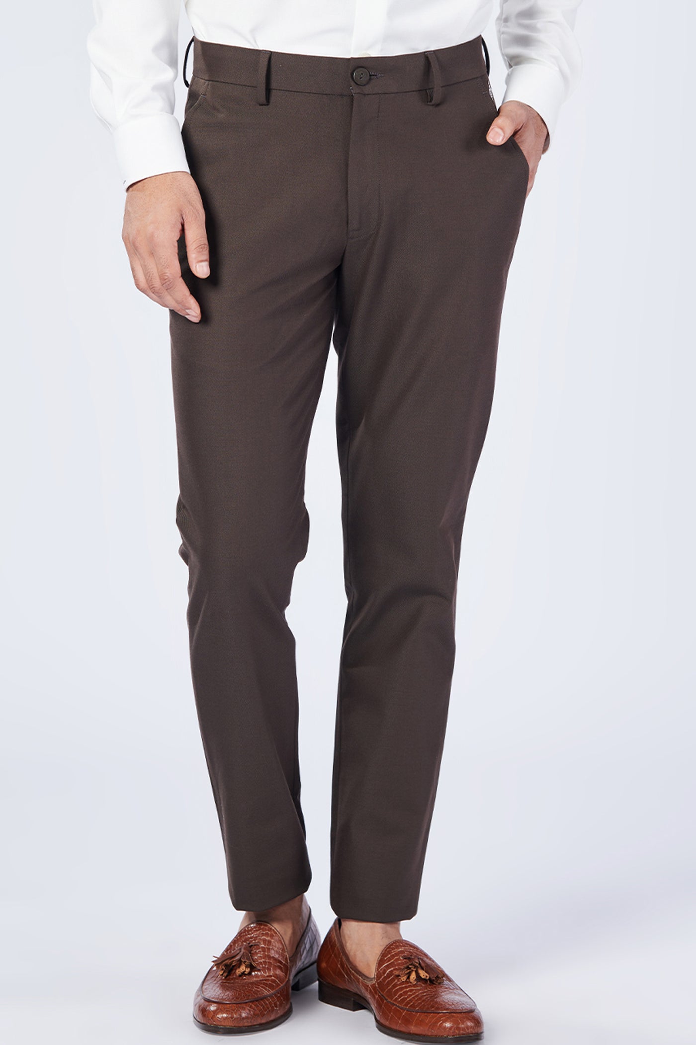 Shantanu & Nikhil Menswear Choco Slim Fit Trousers indian designer wear online shopping melange singapore