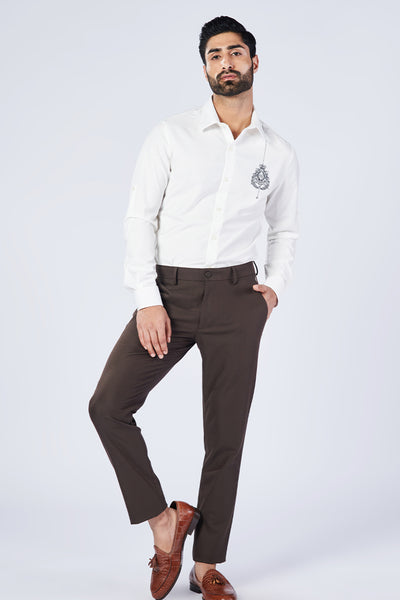 Shantanu & Nikhil Menswear Choco Slim Fit Trousers indian designer wear online shopping melange singapore