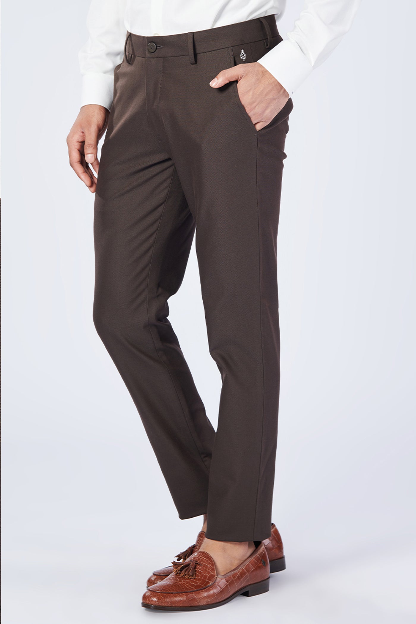 Shantanu & Nikhil Menswear Choco Slim Fit Trousers indian designer wear online shopping melange singapore
