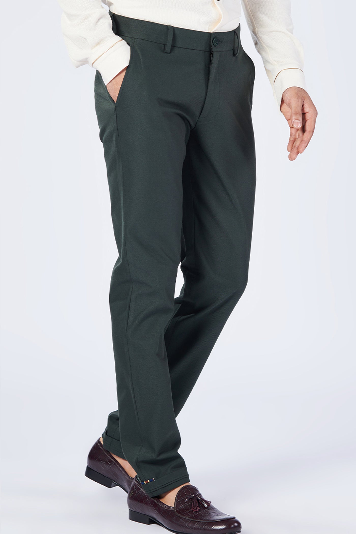 Shantanu & Nikhil Menswear Classic Military Green Trousers With Adamas indian designer wear online shopping melange singapore