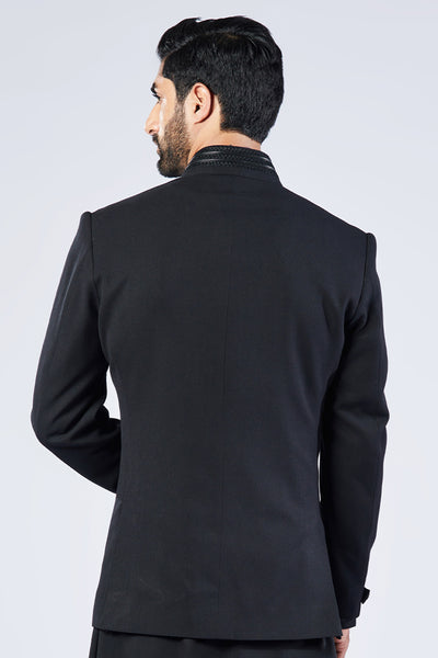 Shantanu & Nikhil Menswear Black Embroidered Bandhgala designer wear online shopping melange singapore