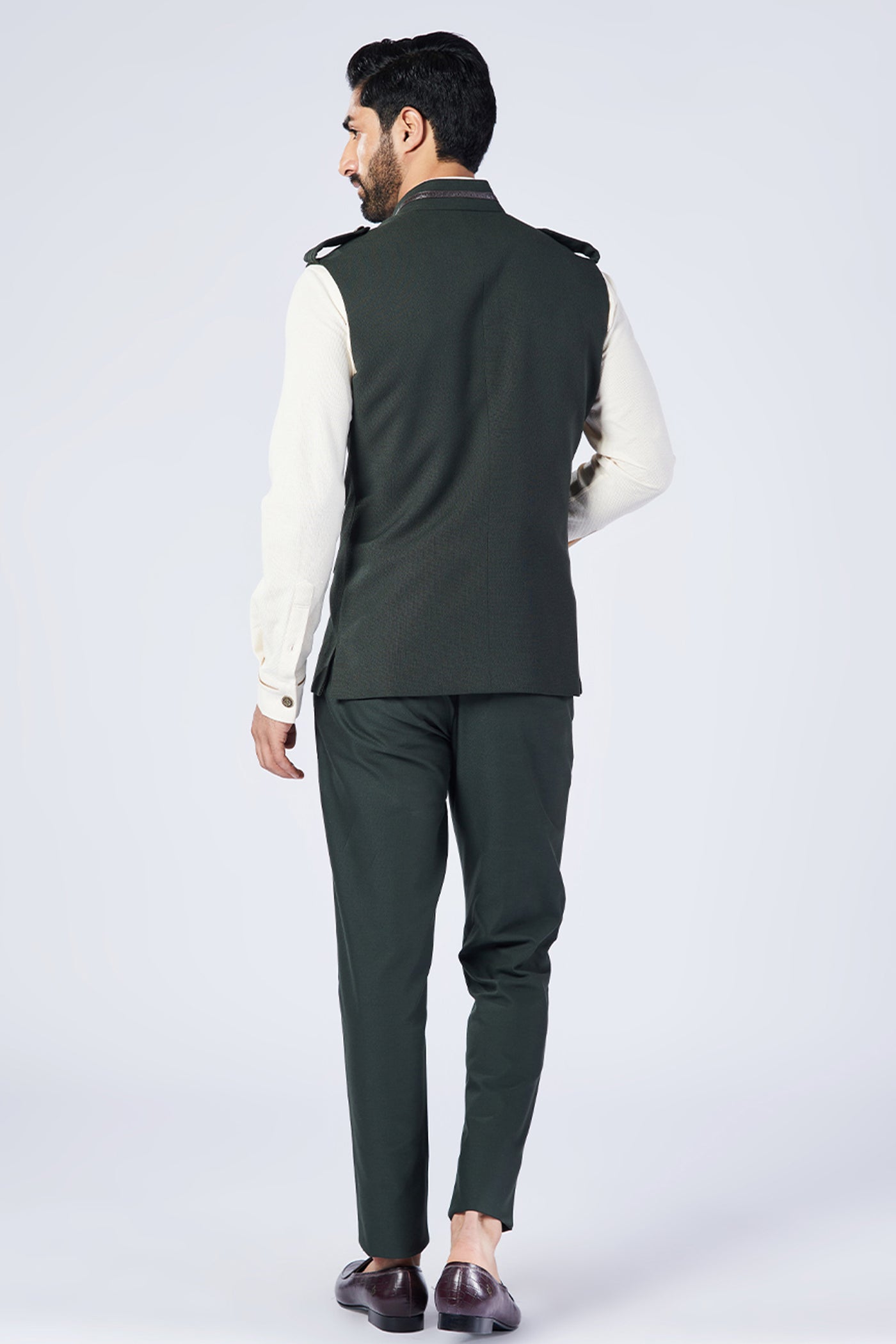 Shantanu & Nikhil Menswear Military Nehruvian Waistcoat designer wear online shopping melange singapore