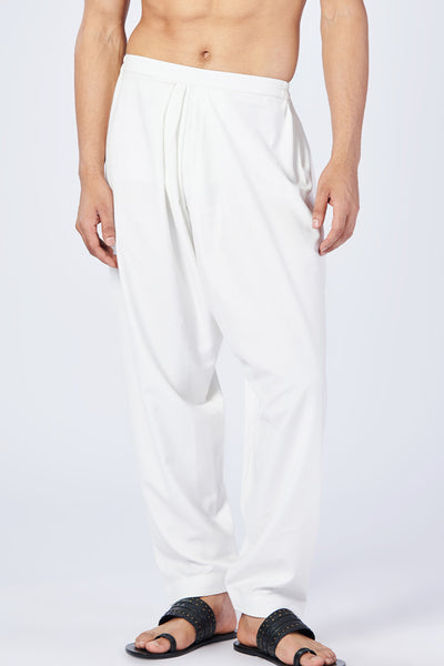 Shantanu & Nikhil Menswear Off White Pleated Pants indian designer wear online shopping melange singapore