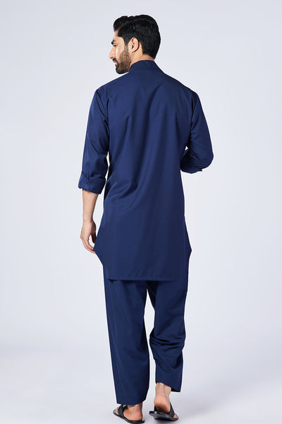 Shantanu & Nikhil Menswear Navy Slim Fit Kurtaindian designer wear online shopping melange singapore