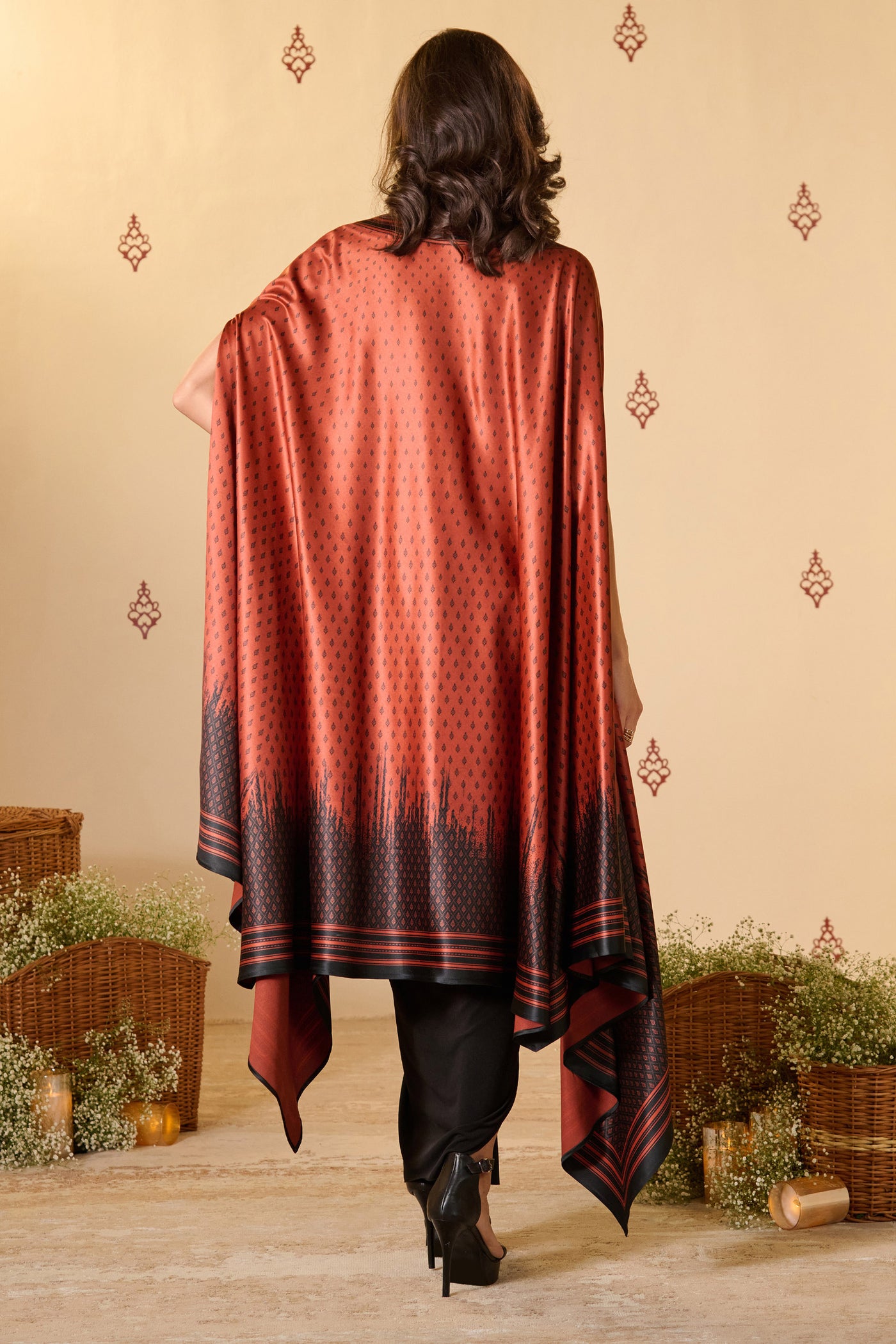 Shantanu & Nikhil Adamas Printed Cape indian designer wear online shopping melange singapore