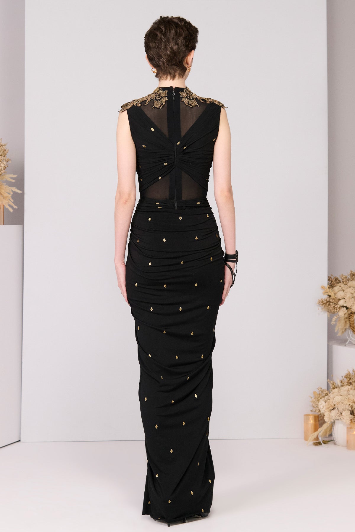 Shantanu & Nikhil Adamas Printed Draped Gown indian designer wear online shopping melange singapore 
