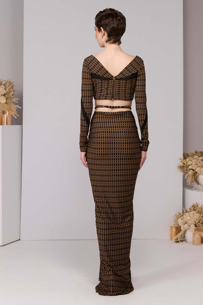 Shantanu & Nikhil Adamas Printed Twisted Draped Skirt indian designer wear online shopping melange singapore 