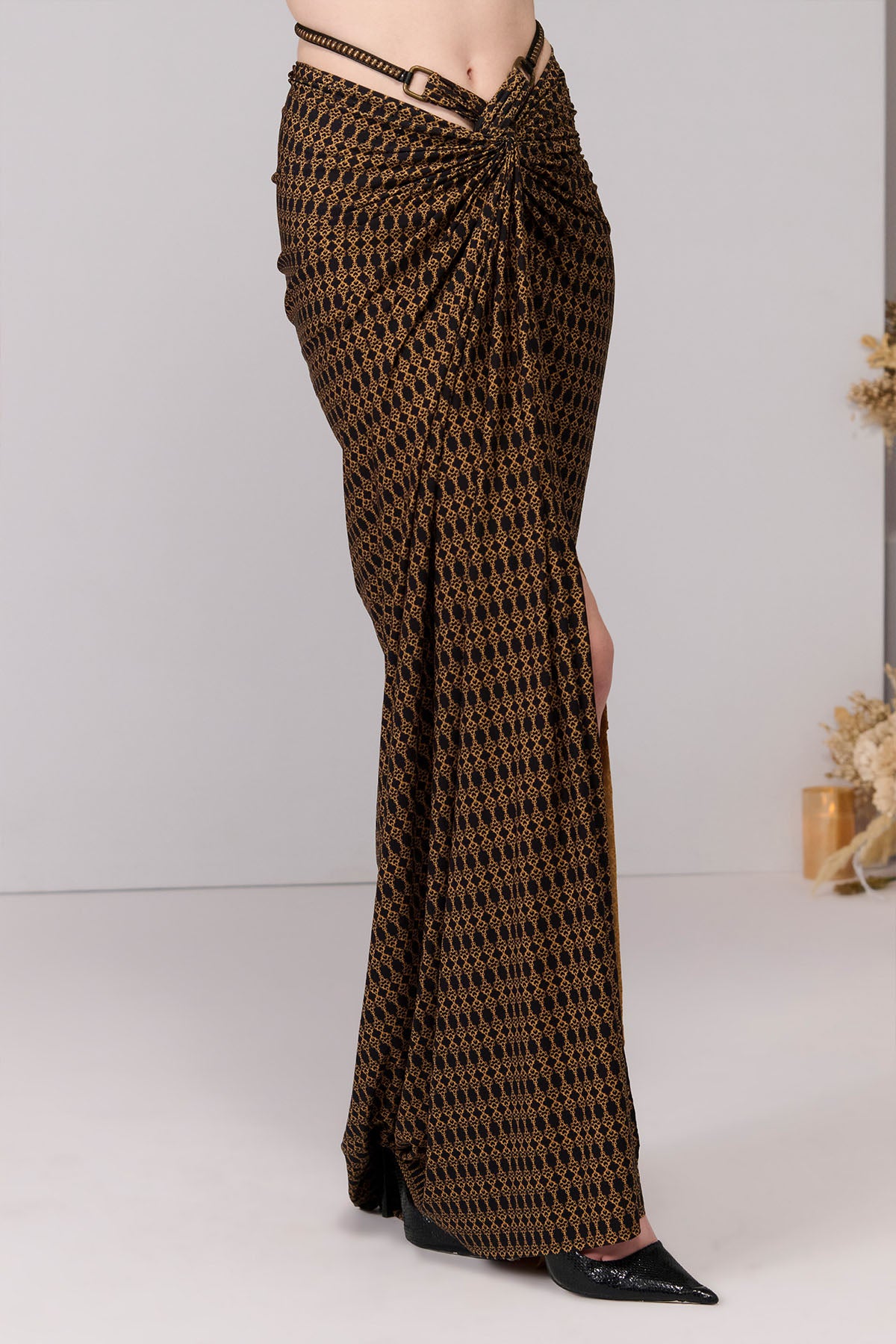 Shantanu & Nikhil Adamas Printed Twisted Draped Skirt indian designer wear online shopping melange singapore 