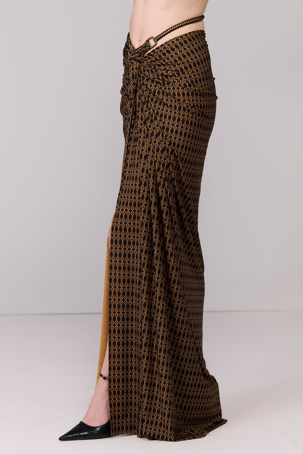 Shantanu & Nikhil Adamas Printed Twisted Draped Skirt indian designer wear online shopping melange singapore 