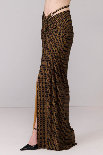 Shantanu & Nikhil Adamas Printed Twisted Draped Skirt indian designer wear online shopping melange singapore 