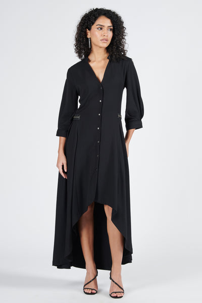 Shantanu & Nikhil Asymmetric Black Shirt Dress indian designer wear online shopping melange singapore
