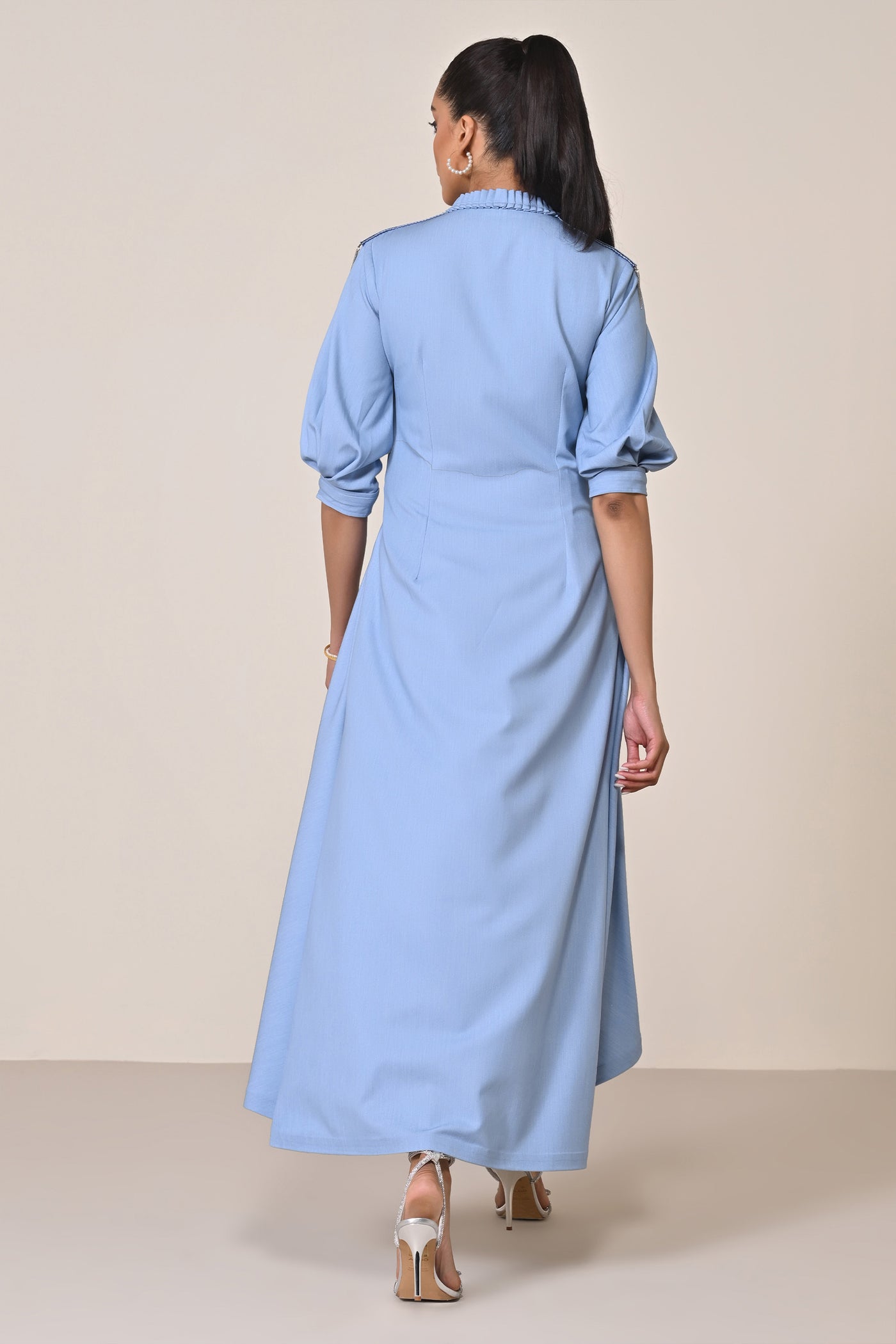 Shantanu & Nikhil Asymmetric Denim Shirt Dress indian designer wear online shopping melange singapore
