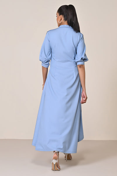 Shantanu & Nikhil Asymmetric Denim Shirt Dress indian designer wear online shopping melange singapore
