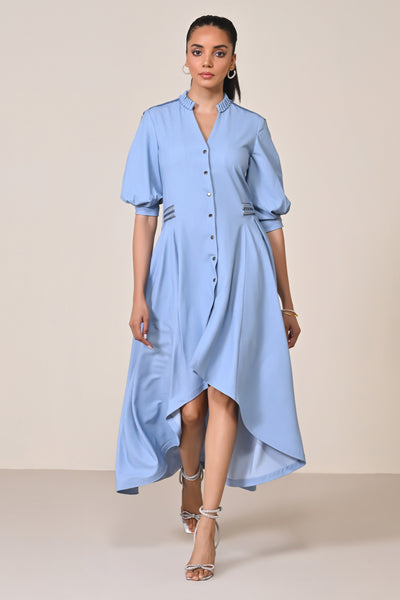Shantanu & Nikhil Asymmetric Denim Shirt Dress indian designer wear online shopping melange singapore
