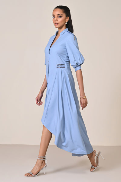 Shantanu & Nikhil Asymmetric Denim Shirt Dress indian designer wear online shopping melange singapore
