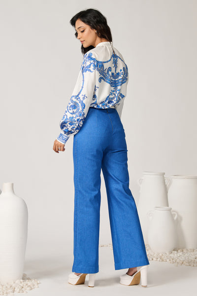 Shantanu & Nikhil Azulejo Printed Crepe Top indian designer wear online shopping melange singapore