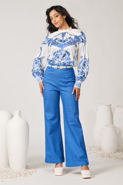 Shantanu & Nikhil Azulejo Printed Crepe Top indian designer wear online shopping melange singapore