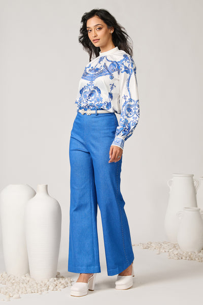 Shantanu & Nikhil Azulejo Printed Crepe Top indian designer wear online shopping melange singapore