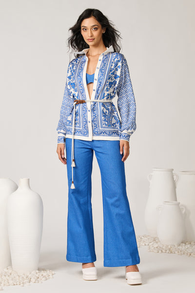 Shantanu & Nikhil Azulejo Printed Silk Shirt indian designer wear online shopping melange singapore
