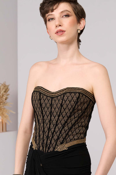 Shantanu & Nikhil Black Adamas Embroidered Gown indian designer wear online shopping melange singapore