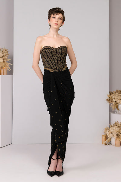 Shantanu & Nikhil Black Adamas Embroidered Gown indian designer wear online shopping melange singapore
