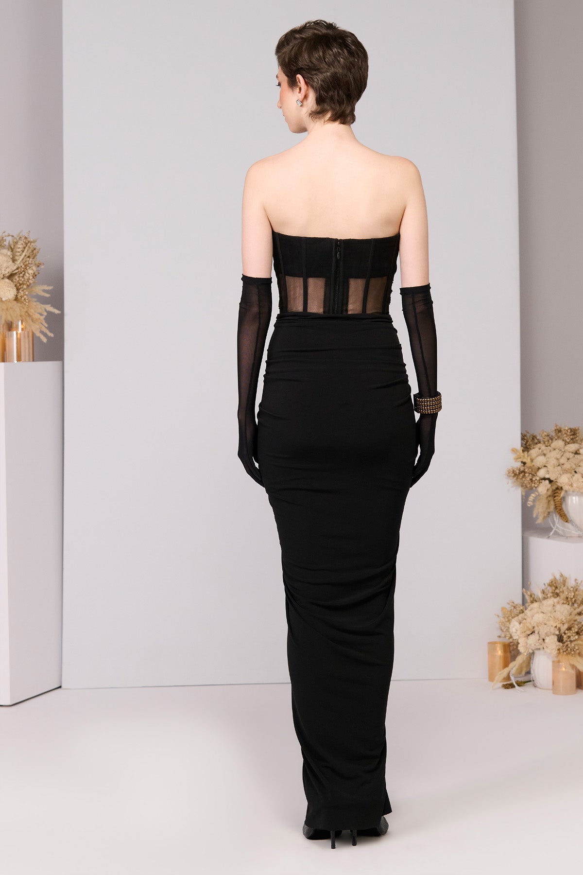 Shantanu & Nikhil Black Applique Corset Gown indian designer wear online shopping melange singapore 