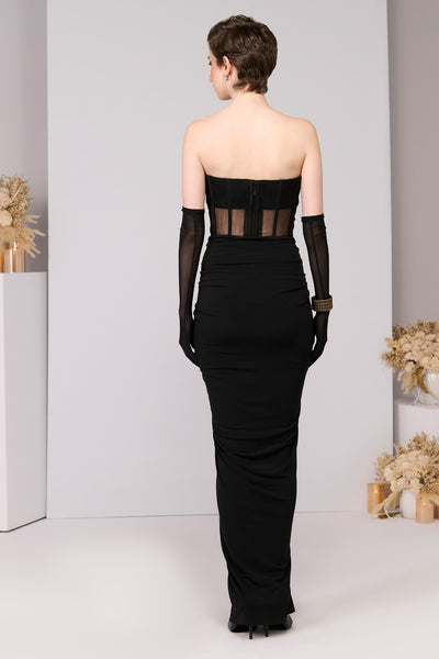 Shantanu & Nikhil Black Applique Corset Gown indian designer wear online shopping melange singapore 