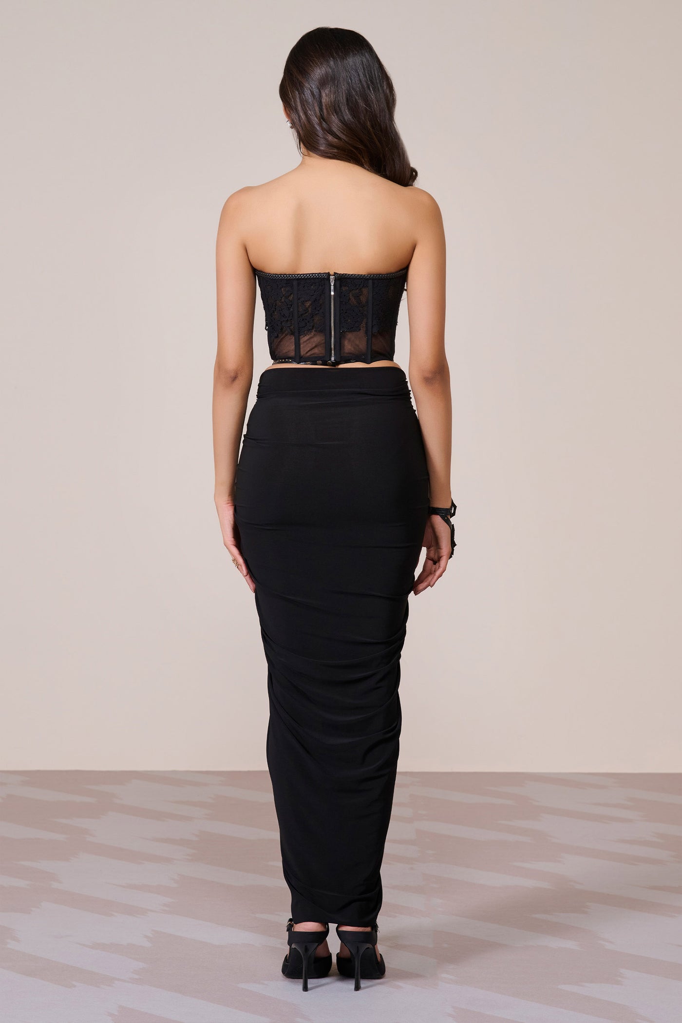 Shantanu & Nikhil Black Applique Corset Top indian designer wear online shopping melange singapore
